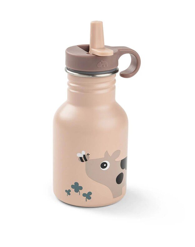 Done by Deer nerūdijančio plieno gertuvė su šiaudeliu Tiny Farm, rausva