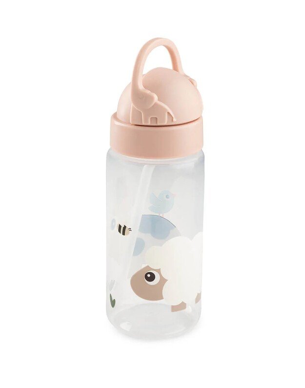 Done by Deer gertuvė su šiaudeliu Tiny Farm, 350ml, rausva