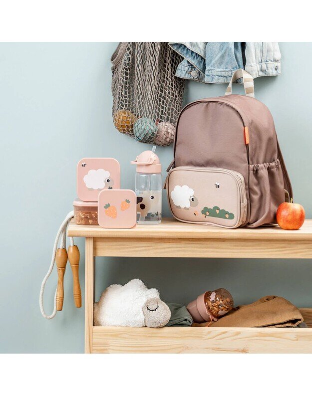 Done by Deer gertuvė su šiaudeliu Tiny Farm, 350ml, rausva