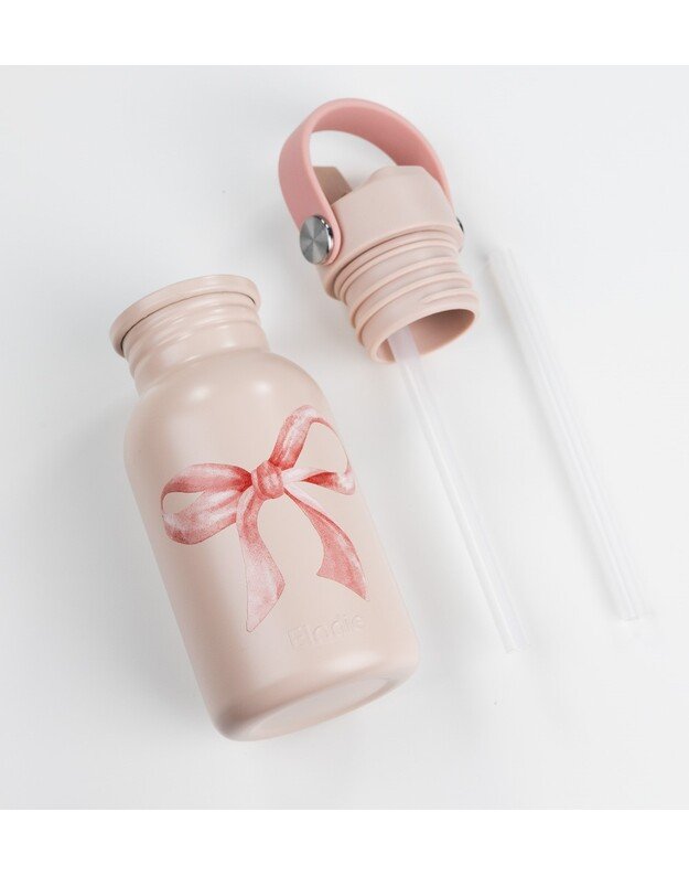 Elodie Details nerūdijančio plieno gertuvė su šiaudeliu Rosy Bow, rausva