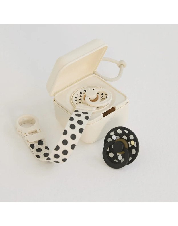 BIBS Studio čiulptukų laikymo (sterilizavimo) dėžutė Polka Dot - Ivory / Black