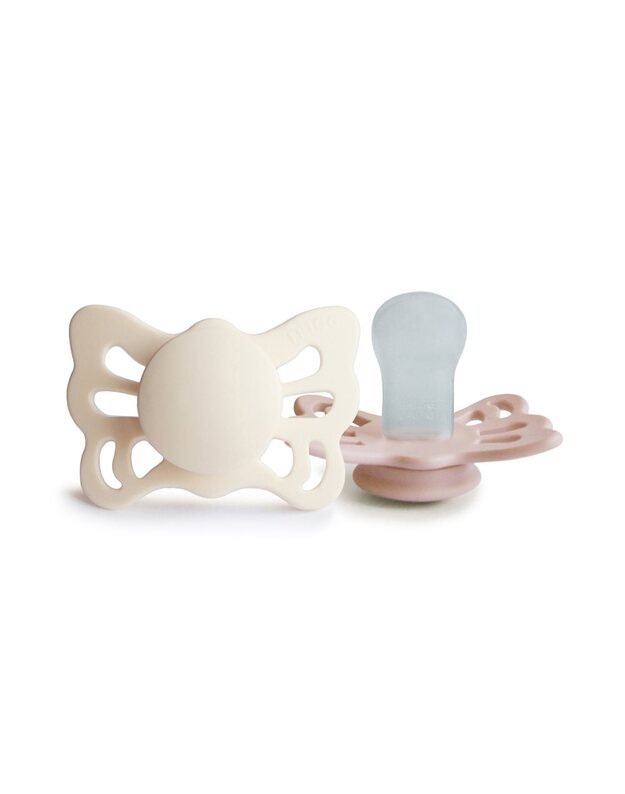 FRIGG Butterfly silikoniniai anatominiai čiulptukai Cream/Blush, 2vnt, įvairių dydžių
