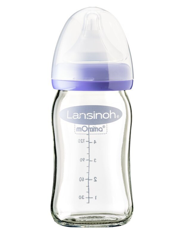 Lansinoh stiklinis maitinimo buteliukas su žinduku mOmma, 160 ml