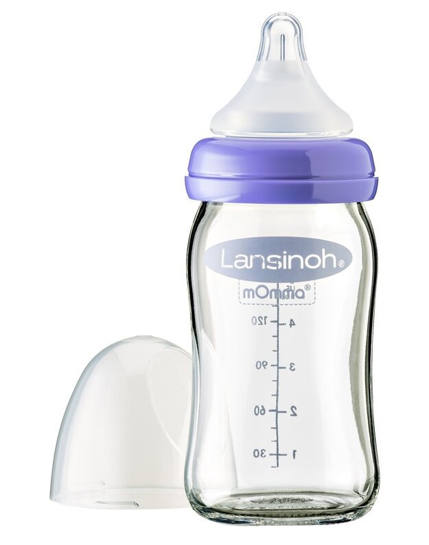 Lansinoh stiklinis maitinimo buteliukas su žinduku mOmma, 160 ml