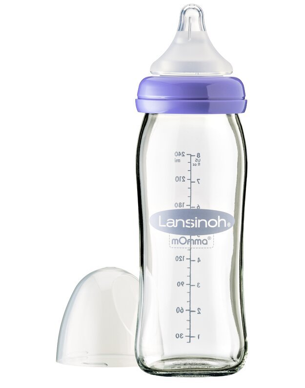 Lansinoh stiklinis maitinimo buteliukas su žinduku mOmma, 240 ml