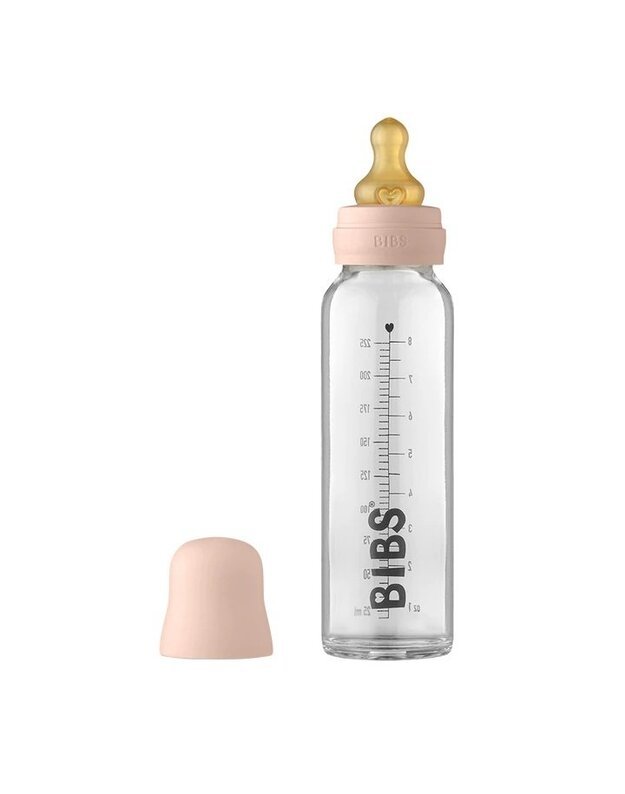 BIBS stiklinis buteliukas, pilnas komplektas, 225 ml