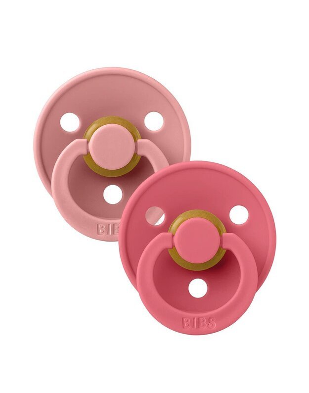 BIBS Colour pacifiers Dusty Pink / Coral (anatomic teat), 2 pk, various sizes