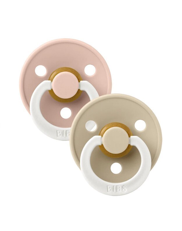 BIBS Colour glow-in-the-dark pacifiers Blush / Vanilla (anatomic teat) 0-6 months, 2 pk