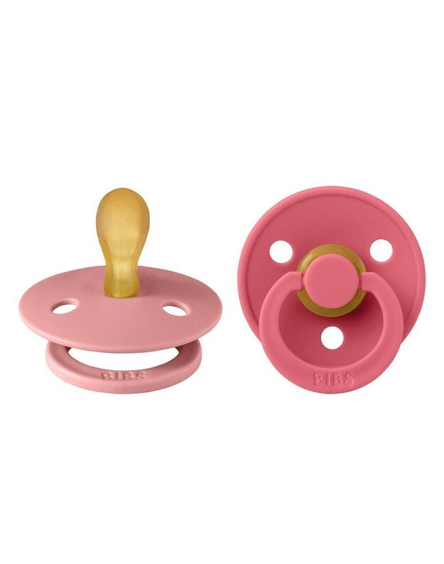 BIBS Colour pacifiers Dusty Pink / Coral (symmetric teat), 2 pk, various sizes