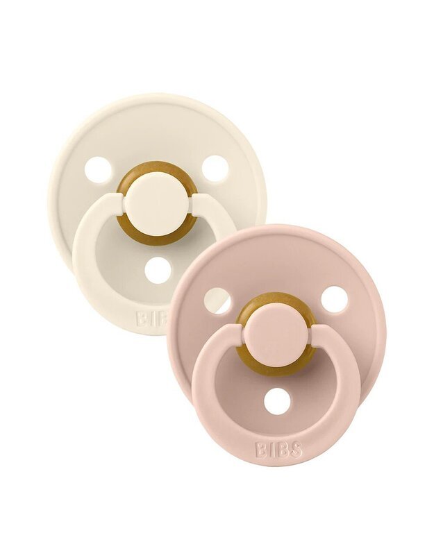 BIBS Colour čiulptukai Ivory / Blush (simetrišku žinduku), 2 vnt, įvairių dydžių