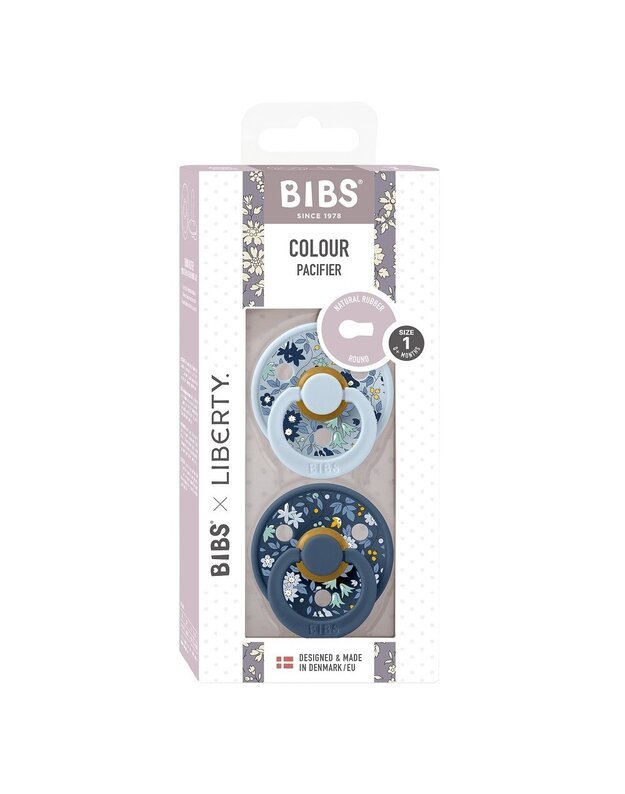 BIBS x Liberty Colour čiulptukai Chamomile Lawn Baby Blue mix, 2 vnt, įvairių dydžių