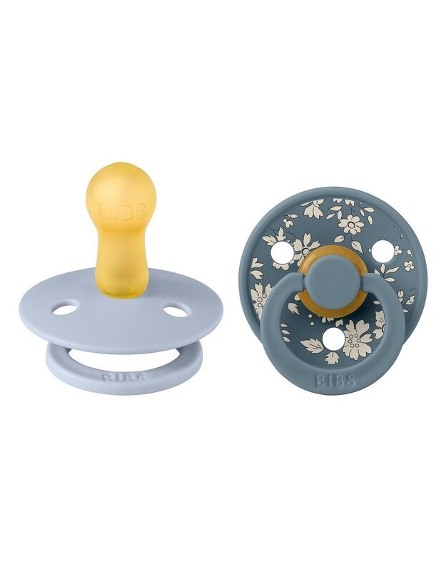 Bibs Pacifier De Lux Liberty Natural Rubber 2 Pk Capel - Dusty Blue Mix - Size 1