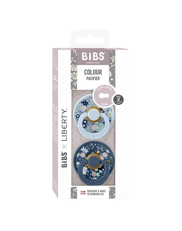 BIBS x Liberty Colour čiulptukai Chamomile Lawn Baby Blue mix, 2 vnt, įvairių dydžių