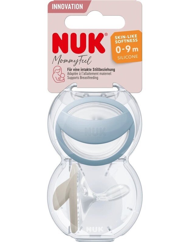 NUK silikoniniai čiulptukai MommyFeel, 0-9 mėn, 2 vnt., įvairių spalvų