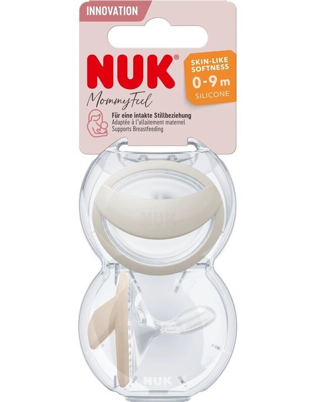 NUK silikoniniai čiulptukai MommyFeel, 0-9 mėn, 2 vnt., įvairių spalvų