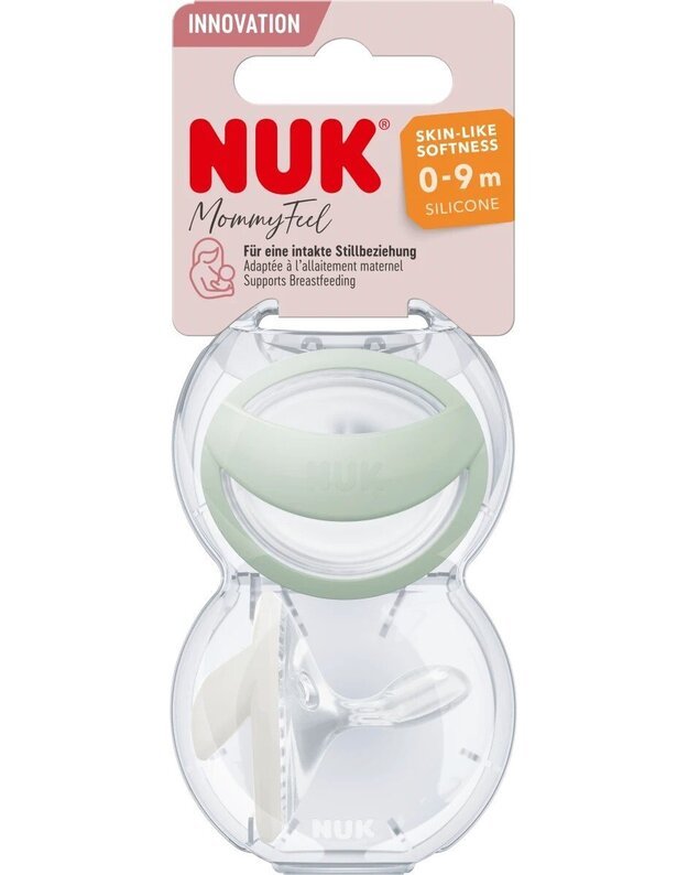 NUK silikoniniai čiulptukai MommyFeel, 0-9 mėn, 2 vnt., įvairių spalvų