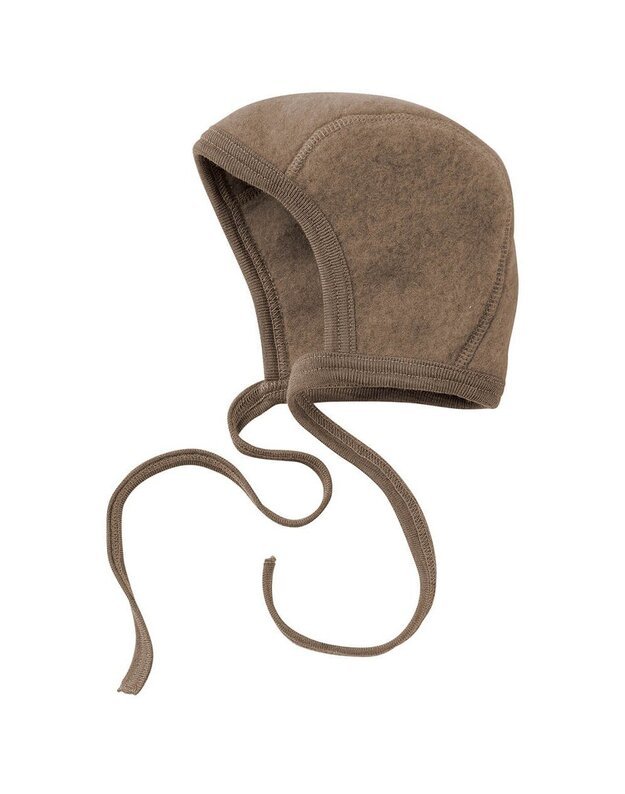 Engel merino vilnos kepurė su raišteliais Walnut Melange, ruda