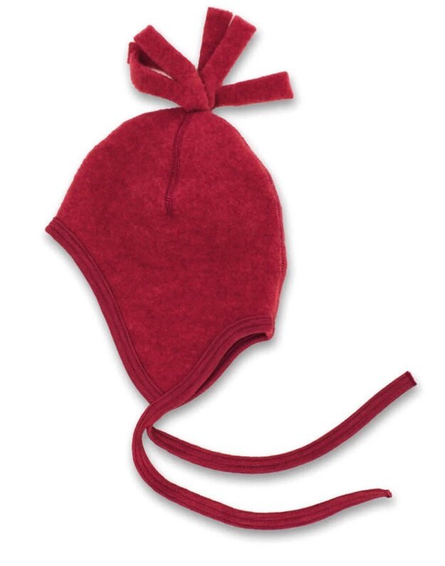 Engel merino vilnos vaikiška kepurytė Jaspis Melange, raudona