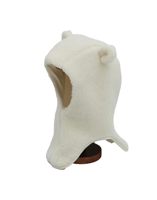 Lorita merino vilnos kailinė kepurė - šalmukas, smėlio spalvos