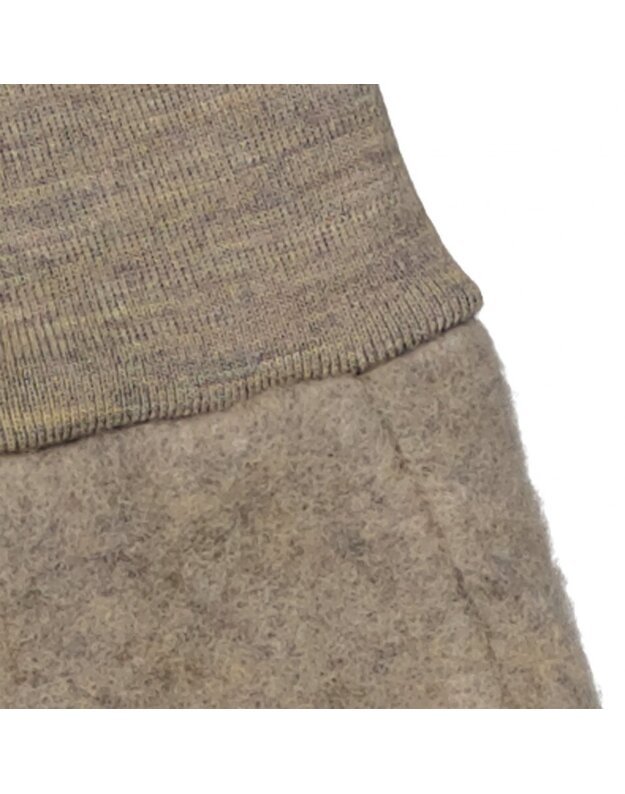 Engel organic merino wool fleece mittens with laces Walnut Melange, brown