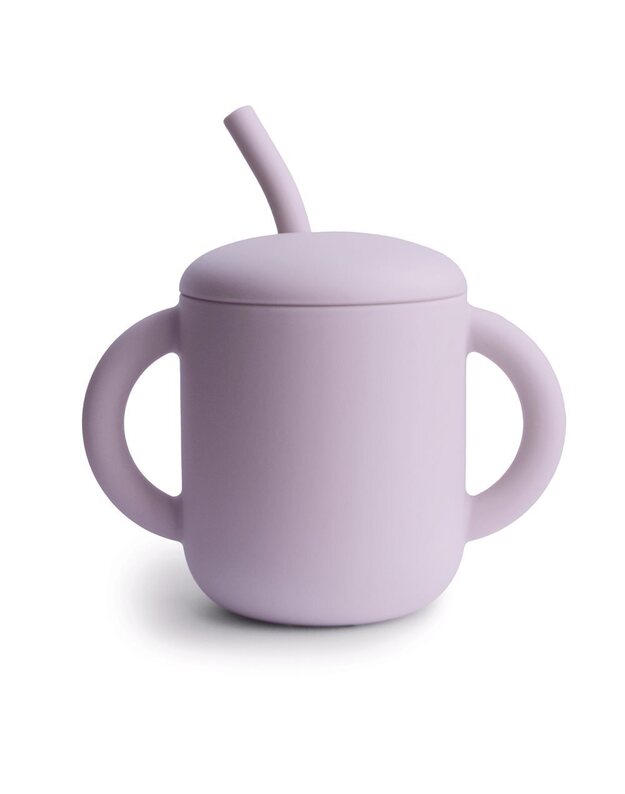 MUSHIE silikoninis puodelis su šiaudeliu, įvairių spalvų