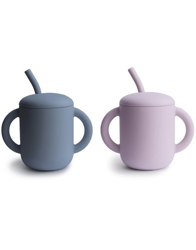 MUSHIE silikoninis puodelis su šiaudeliu, įvairių spalvų
