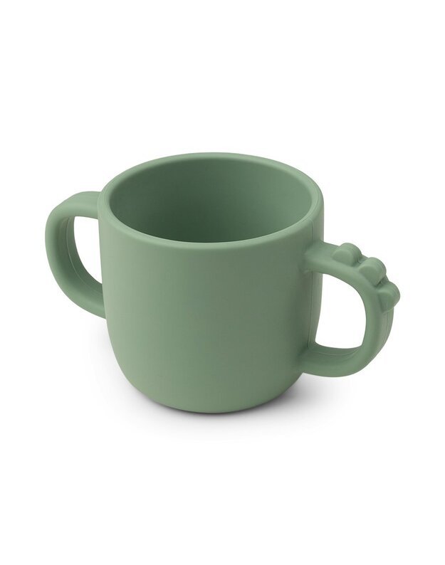 Done by Deer silikoninis puodelis su dviem rankenomis Peekaboo Croco, žalias