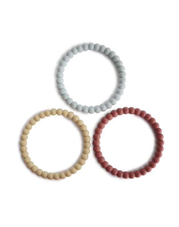 Mushie bracelets - teethers Mellow/Terracotta/Periwinkle, 3 pk