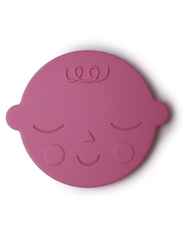 Mushie silikoninis kramtukas Face Bubblegum, raudonas