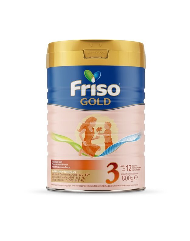 FRISO GOLD 3 tolesnio maitinimo pieno mišinys vaikams nuo 12 mėnesių, 800 g