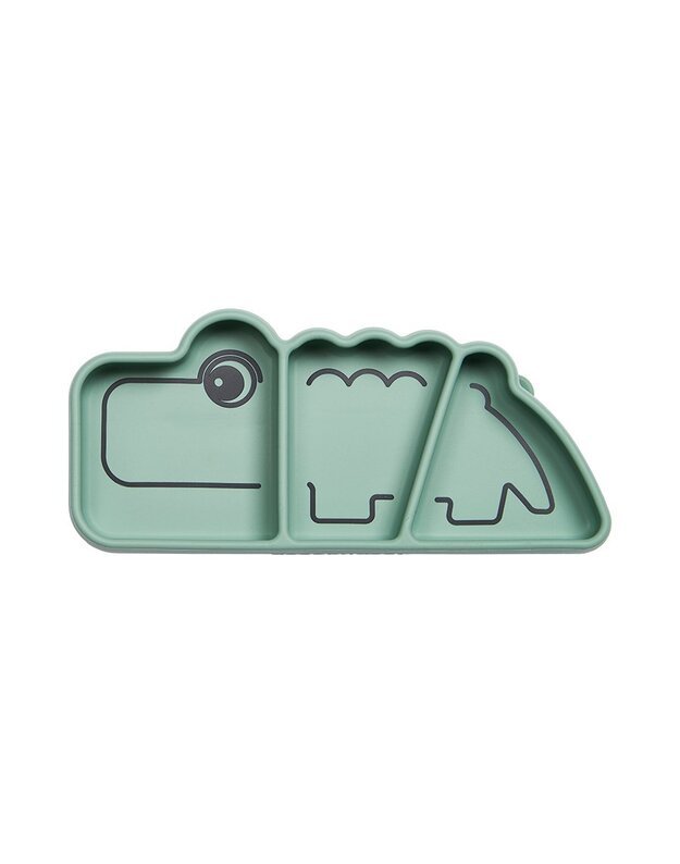 Done by Deer silicone plate with compartments Stick & Stay Croco, green