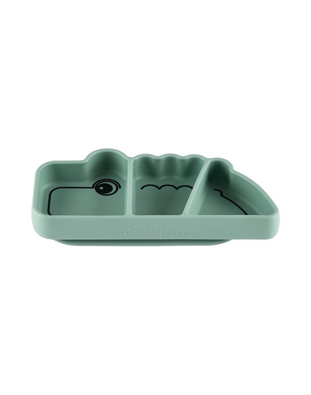 Done by Deer silicone plate with compartments Stick & Stay Croco, green