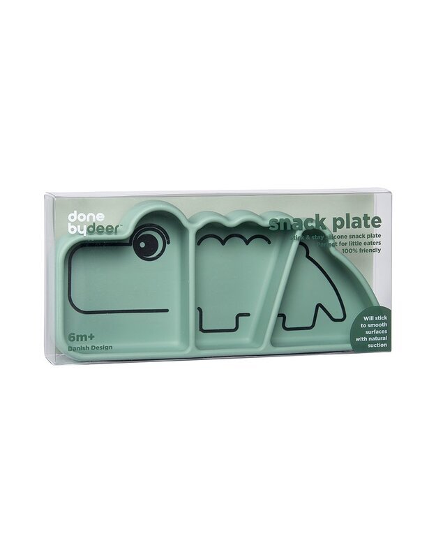 Done by Deer silicone plate with compartments Stick & Stay Croco, green