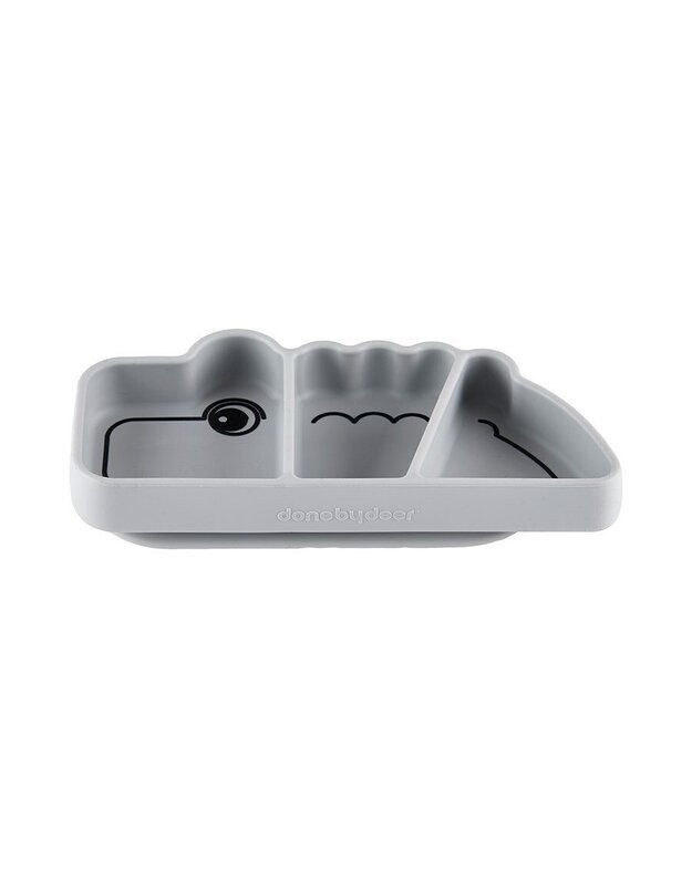 Done by Deer silicone plate with compartments Stick & Stay Croco, grey