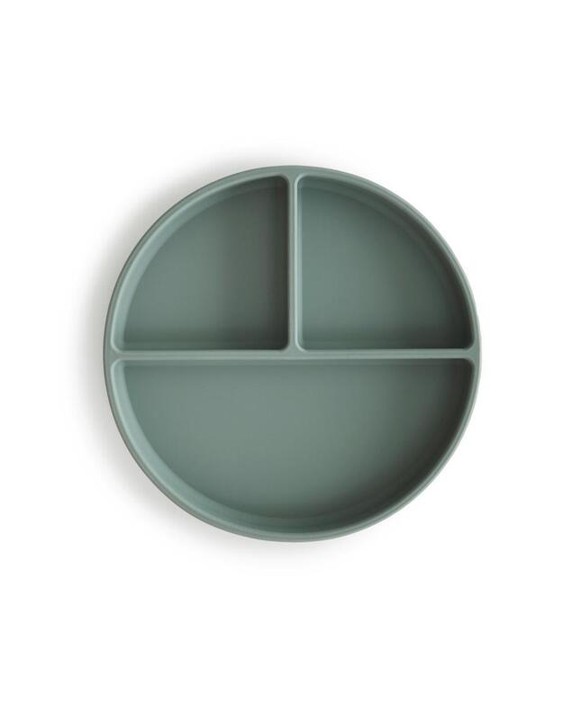 Mushie prilimpanti silikoninė lėkštė su skyriais Cambridge Blue, melsva