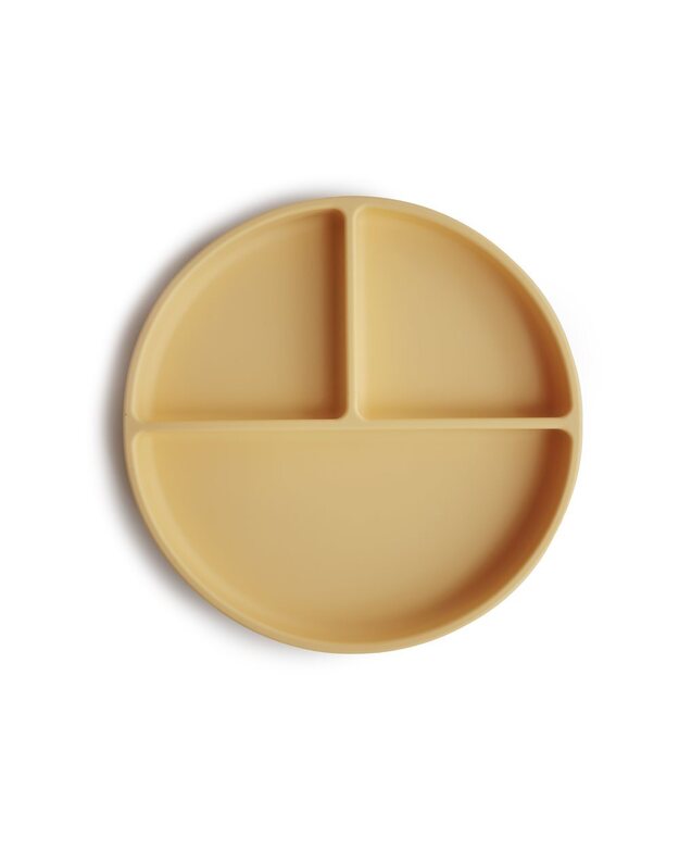 Mushie silicone suction compartment plate Pale Daffodil