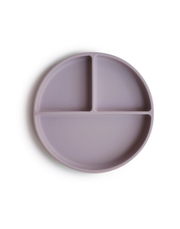 Mushie prilimpanti silikoninė lėkštė su skyriais Soft Lilac, alyvinė