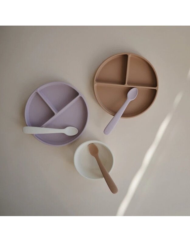 Mushie Silicone Suction Compartment Plate Soft Lilac