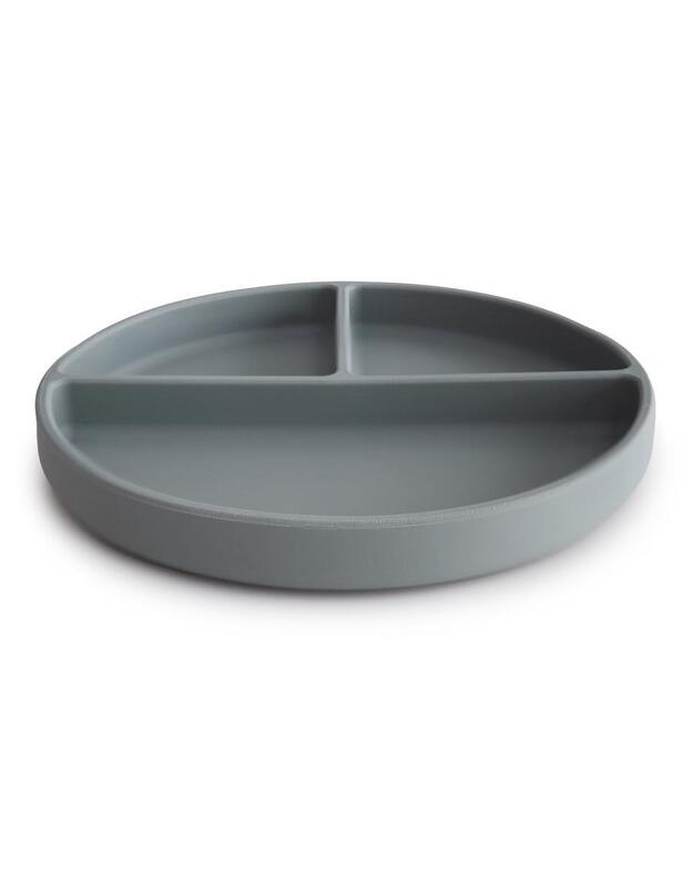 Mushie prilimpanti silikoninė lėkštė su skyriais Stone, pilka