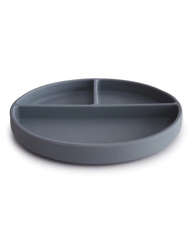 Mushie prilimpanti silikoninė lėkštė su skyriais Tradewinds, tamsiai pilka