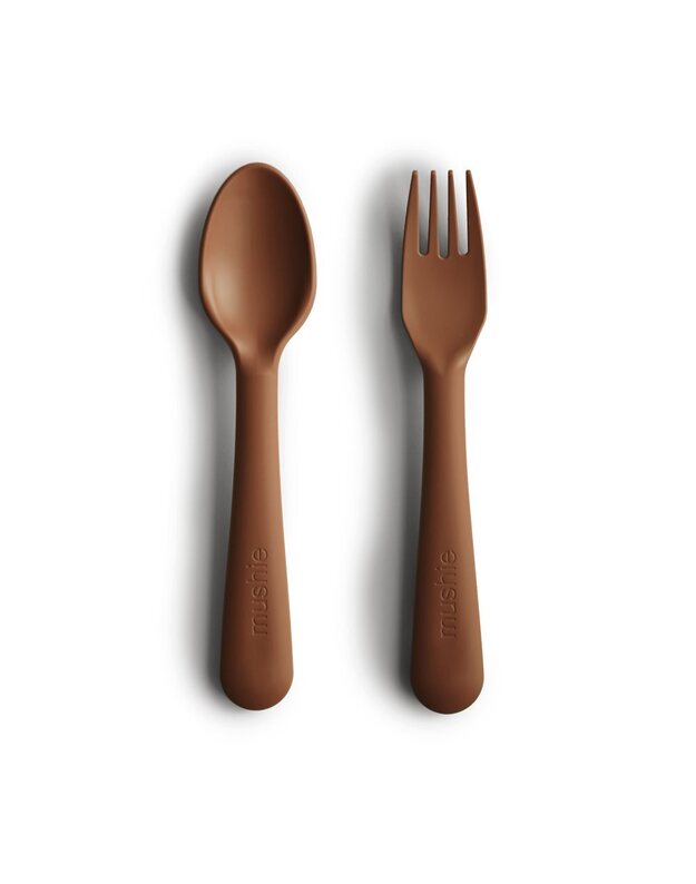Mushie Fork & Spoon Caramel