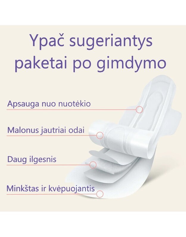 Lansinoh ypač sugeriantys paketai (L): 0-2 savaites po gimdymo Extra Absorbent, 10 vnt