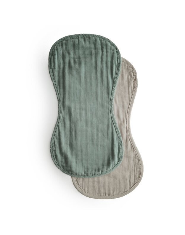 Mushie Burp Cloth Roman Green/Fog