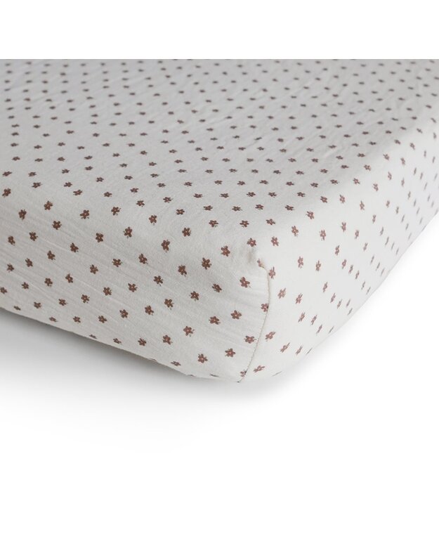 Mushie small crib sheet with elastic band Bloom white aviete.eu