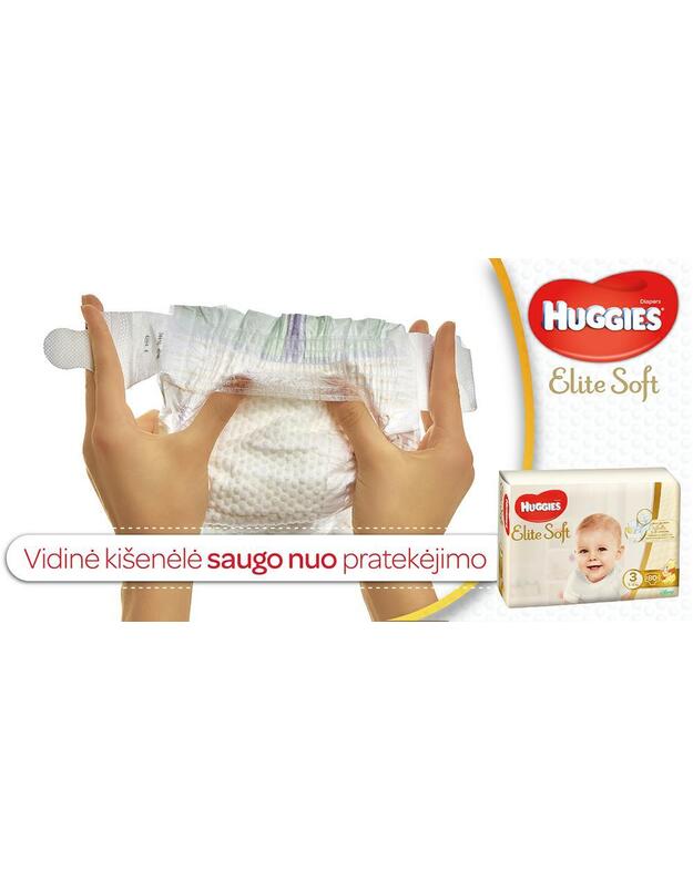 HUGGIES ELITE SOFT vienkartinės sauskelnės 1, 2-5 kg, 26 vnt