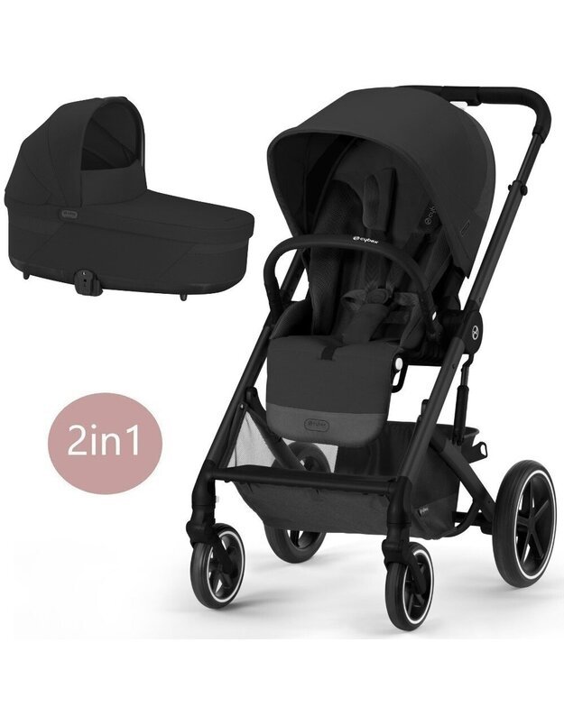 Vežimėlis Cybex Balios S LUX 2in1 black frame Moon Black, juodas