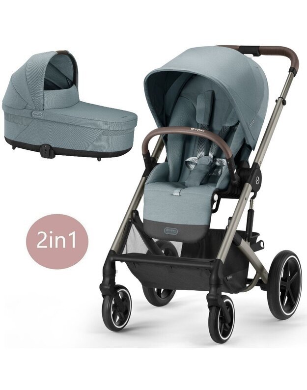 Vežimėlis Cybex Balios S LUX 2in1 taupe frame Sky Blue, žydras