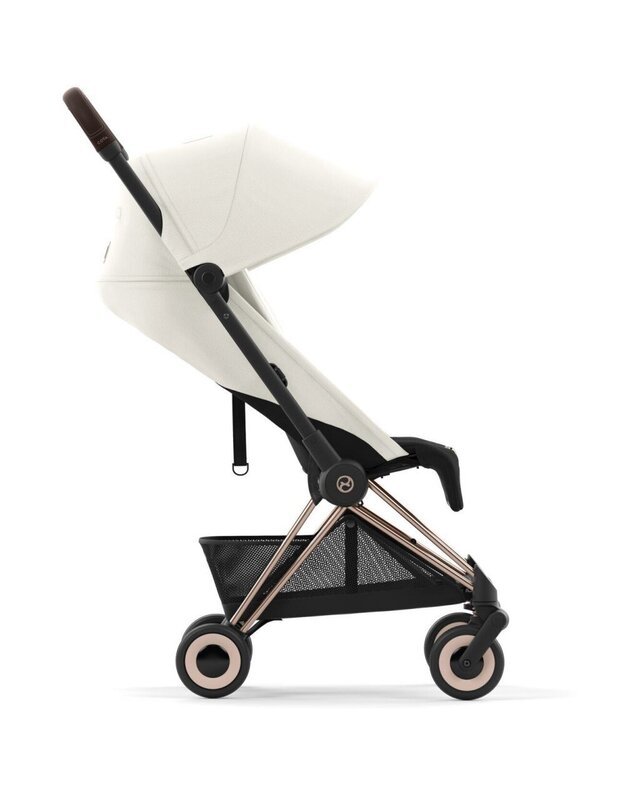 White and rose gold pram store