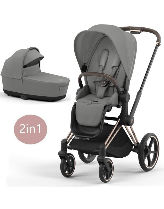 Vežimėlio CYBEX PRIAM V4 Mirage Grey komplektas 2in1, pilkas