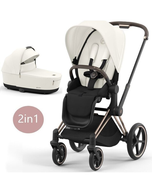 Vežimėlio CYBEX PRIAM V4 Off White komplektas 2in1, baltas